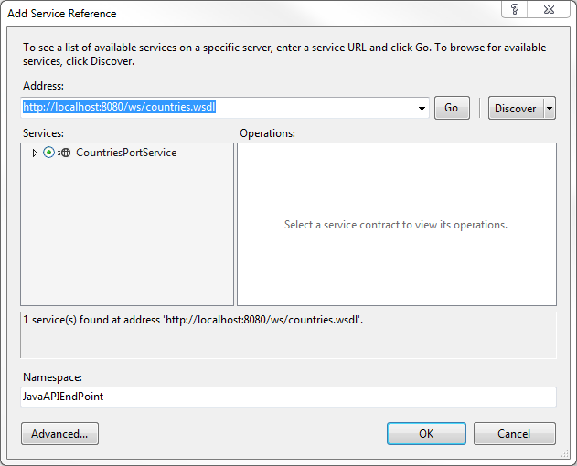 Add Service Reference Console