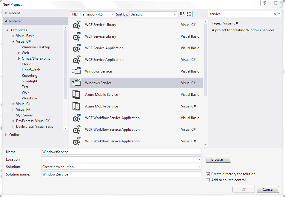 Create Windows Service