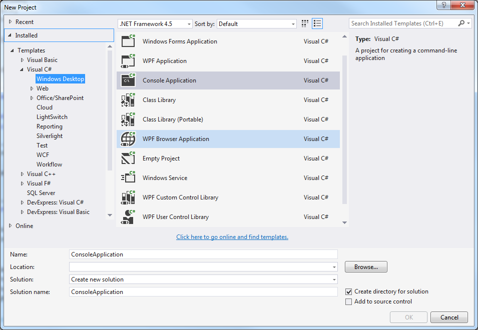 New Console Application Template